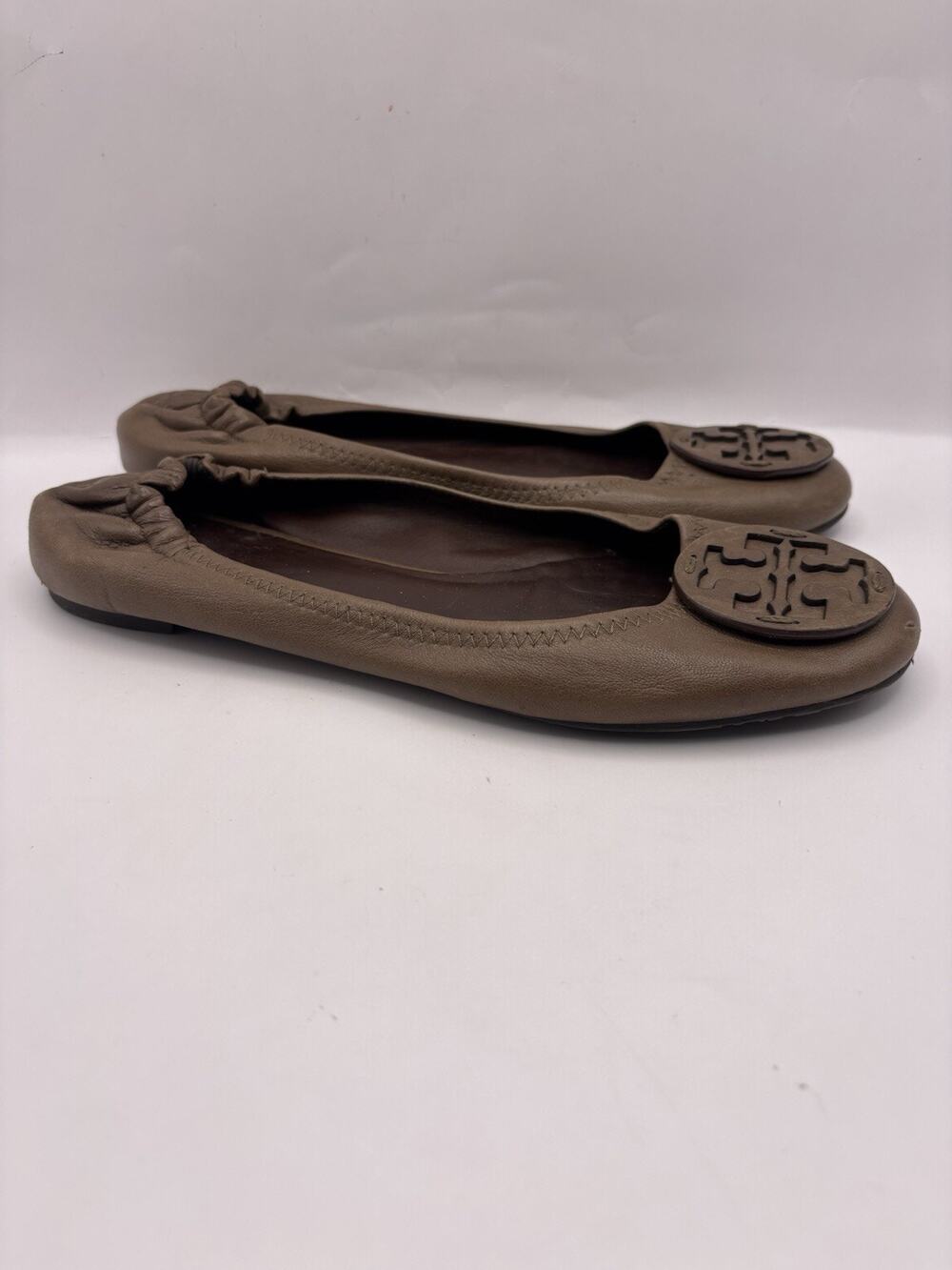 Tory Burch Minnie Brown Leather Ballet Flats Women Size 9